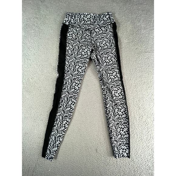 Nike Leggings Womens Medium Black Geometric Pattern Running Stretch Dri Fit - Picture 6 of 8